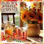Umigy 6 Set Fall Candle Holders Glass Votive, Daisy, Orange - Image 4