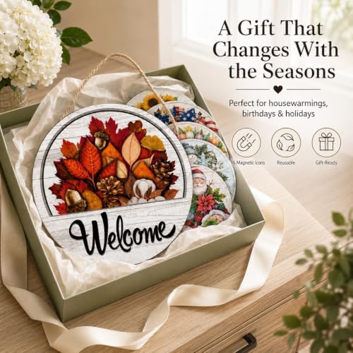 16Pcs Interchangeable Welcome Sign for Front Door, Magnetic Seasonal Decor (12pcs) - Image 2