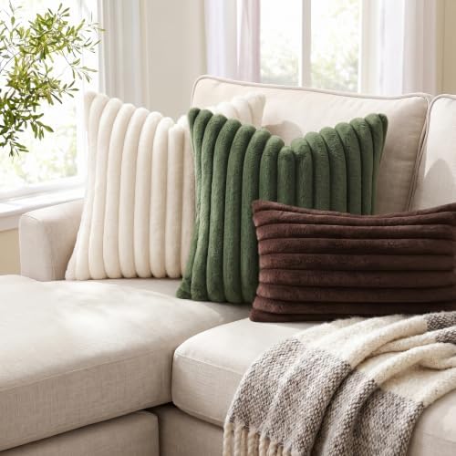 Pallene Faux Fur Decorative Throw Pillow Covers 24x24 Set of 2, Chocolate - Image 5