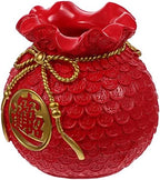 VOSAREA Lucky Bag Vase Money Bag Flower Vase Lucky Piggy Bank Money Flower Planter Pot Wheat Yuan Bao Blessing Arrangement Feng Shui Decor Red by Vosarea