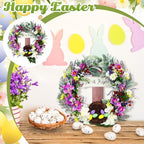 Panelee 18 Inch Easter Wreath for Front Door Cross Wreath Christian Easter Hanging Decorations He Is Risen Religious Artificial Lilies Lavender Eggs Grape Vines Sign for Spring Home Wall Door(Elegant) - Image 5