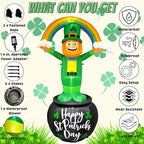 8FT St Patrick’s Day Giant Inflatables Outdoor Decorations Leprechaun Standing on Gold Pot Blow up Holiday Shamrocks Yard Decoration with Build-in LED Lights for Indoor Lawn Garden Party Decor - Image 4