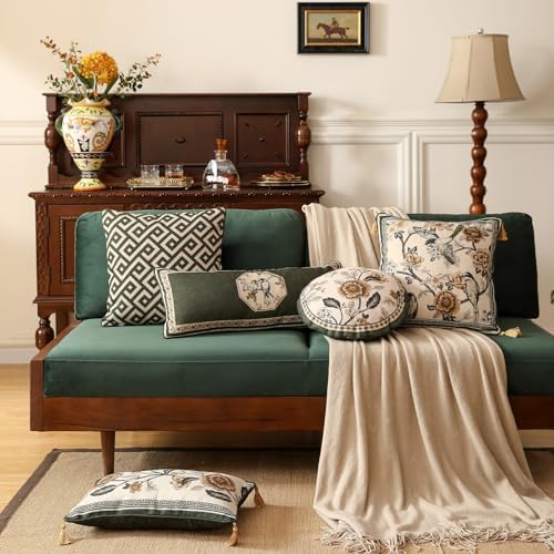 ISAENNE Vintage Linen Square Throw Pillow Cover,Set of 2,18"x18"-Murad B - Image 3