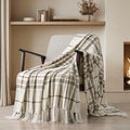EverGrace Plaid Chenille Knit Throw Blanket for Couch, 50"x60", Beige by EVERGRACE