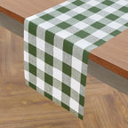 Solino Home 100% Pure Linen Table Runner, 14 x 90 in, Olive and White Check - Image 2
