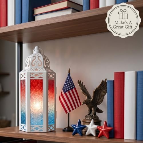 Vela Lanterns Decorative Indoor Candle Holder, Red/White/Blue, M, 3-Pack - Image 4