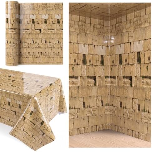 Tegeme 100 Ft X 54 Inch Stone Backdrop Roll Rock Tablecloth Plastic by Tegeme