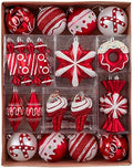 Valery Madelyn Christmas Ball Ornaments, 60ct Candy Cane Red and White Shatterproof Christmas Tree Decorations Set, Variety Decorative Hanging Ornaments for Xmas Trees Bulk Holiday Party Decor by ValeryMadelyn