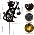 Cat Solar Lights Outdoor, Black Cat Hanging Lantern Waterproof Garden Decor - Image 2