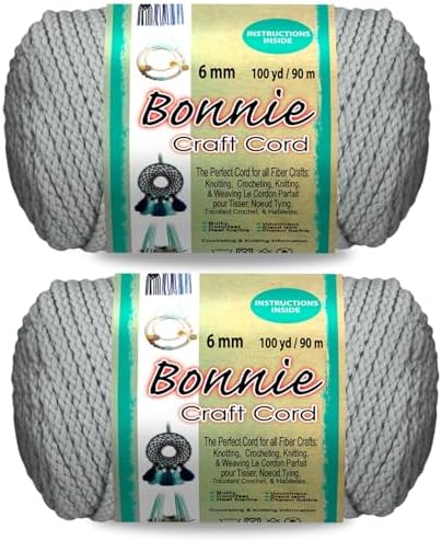 Pepperell Bonnie Braid Macrame Cord | 6mm x 100yd | Shadow (Value 2-Pack) | Twisted Polypropylene Cord for DIY Crafts, Plant Hangers, Wall Hangings, Crochet & Macrame | Long-Lasting, Vibrant Color by PepperellCrafts