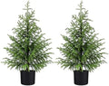 3FT Small Norfolk Pine Christmas Trees, 2-Pack Potted, Unlit by ENVEN