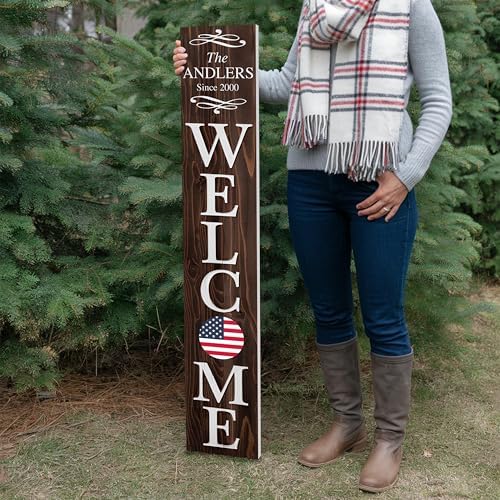 Personalized Welcome Sign for Front Door, Custom Welcome Sign for Porch Outdoor Welcome Home Decorations, 48"x8" PVC Sign (Design 7) - Image 6