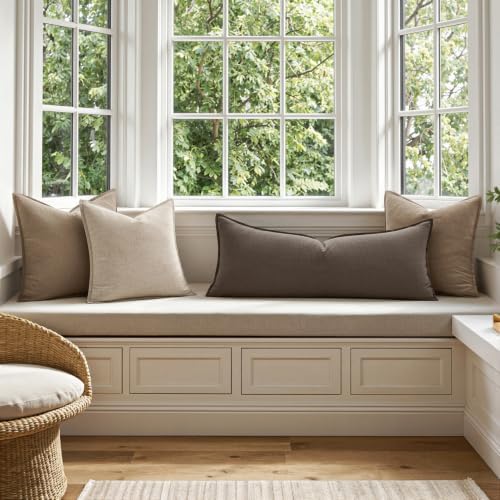 MIULEE Decorative Linen Lumbar Pillow Cover 14x36 Inch Coffee - Image 5