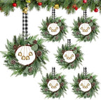 Dingion 6 Pcs 6 Inch Mini Christmas Cabinet Wreath with Black Plaid Bow by Dingion