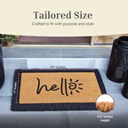 THEODORE MAGNUS Sunny Hello Natural Coir Doormat | 100% Coconut Fiber Entry Mat | Anti-Slip Backing | 17" x 30" - Image 3
