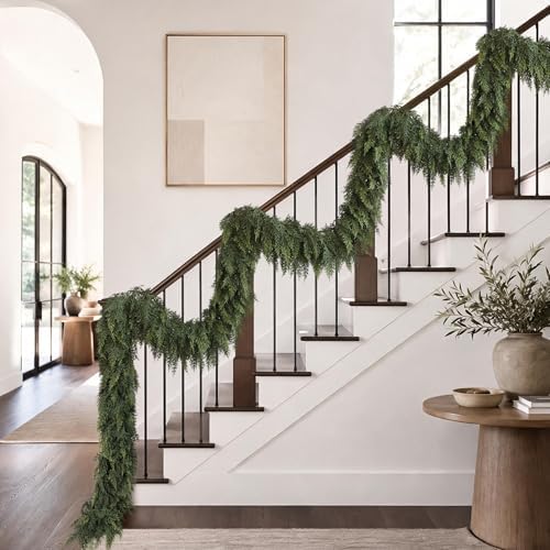 4PCS 6FT Christmas Cedar Garlands Real Touch Soft Greenery Pine Decorations - Image 5