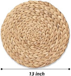 Round Woven Placemats Set of 6, Natural Wicker Place mats, Boho Farmhouse Rustic Plate Chargers, Rattan Table Mats for Dining Table, Fall, Halloween, Thanksgiving, Christmas Decor (13 inch) - Image 2