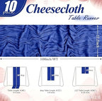 10 Pack Roal Blue Cheesecloth Table Runner 17"x108" Boho Gauze Fabric Table Runner Vintage Rustic Sheer Runners for Wedding Party Bridal Baby Shower Table Decorations - Image 2