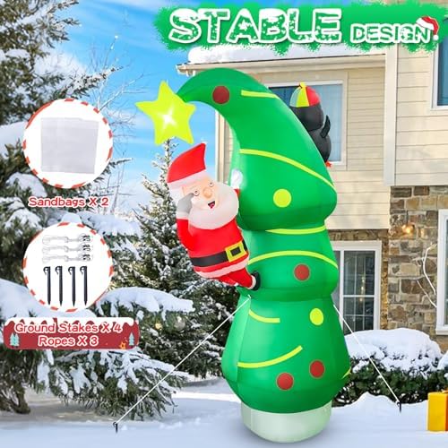 7FT Christmas Tree Inflatable with Santa Penguin, LED Yard Decor - Image 5