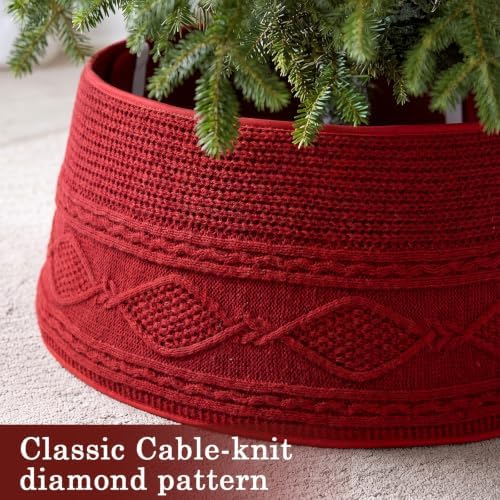 Foilswirl Knit Christmas Tree Collar Wine Red Diamond Knitted Skirt 23-30in - Image 4