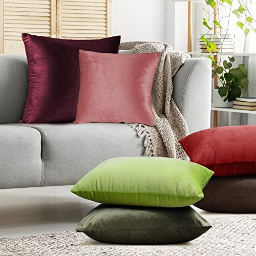 Nestl Throw Pillow Covers, Cozy Velvet Decorative Khaki Pillow Covers 20 x 20 Inches, Soft Solid Couch Pillow Covers for Sofa, Bed and Car, Set of 2 - Image 7