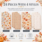 24 Pcs Thanksgiving Autumn Leaves Fall Cloth Napkins 18'' x 18'' - Image 2