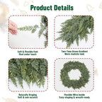 2PCS 9FT Christmas Cedar Garland, Extra Full Greenery Garland with 1200 Cypress Pine, Real Touch Two-Tone Evergreen Garland for Mantle Fireplace Table Stairs Door Porch, Indoor Outdoor Decorations - Image 3