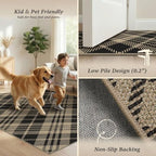 Easy Jute 2x6 Outdoor Runner Rug, Black & Beige Diagonal Plaid, Washable - Image 5