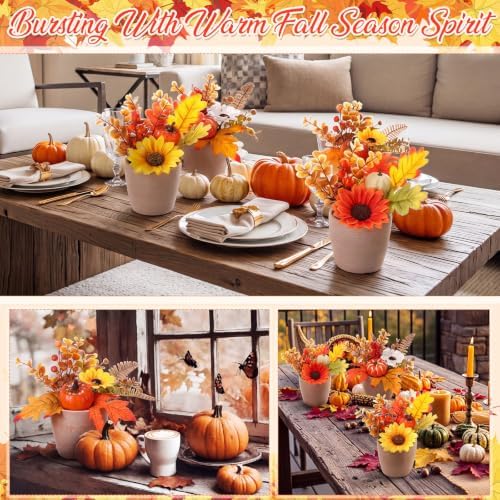 Suncalla 4 Pack Fall Centerpieces for Table Artificial Fall Flowers - Image 6