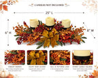 25 Inch Fall Candle Holder Centerpiece with Berry Branches and Bow - Image 2