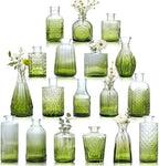 Petal Petite Small Green Glass Bud Vase Set of 18 for Wedding Centerpieces by PetalPetite
