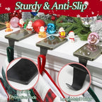 HMASYO Christmas Stocking Holders for Mantle Set of 4, Heavy Duty Cast Iron Stocking Hangers Base, Low Profile Weighted Stocking Holder Hooks for Fireplace Tabletop Shelf Christmas Decoration, Bronze - Image 4