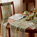 Sage Green Floral Table Runner 10ft Embroidery Tulle Spring Wildflower Table Runner Seasonal Summer Butterfly Kitchen Dining Gauze Decoration for Wedding Baby Shower Birthday Party (3 Pcs) - Image 5