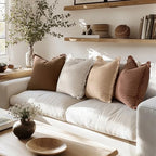 MIULEE Fall Linen Fringe Pillow Covers Set of 4 20x20 Beige/Brown - Image 3