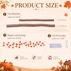 Bucherry 17 Pcs Fall Maple Leaves Garland 9.8ft Autumn Porch Door Ceiling - Image 4