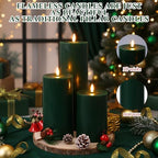 3 Pcs 6/8/12" Christmas Flameless LED Candles Battery Operated & Remote - Image 3