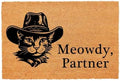 Cat Wearing Cowboy Hat Meowdy Partner Welcome Doormat, 23.6 x 15.7 Inch, Coir with PVC Backing, Non-Slip, Water-Resistant, Modern Style, Small Size by XLQHYH