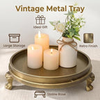 Vintage Brass Decorative Tray,11.8 Inch Round Tray with Claw Feet - Image 3
