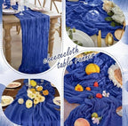 24 Pack Roal Blue Cheesecloth Table Runner 17"x108" Boho Gauze Fabric Table Runner Vintage Rustic Sheer Runners for Wedding Party Bridal Baby Shower Table Decorations - Image 4