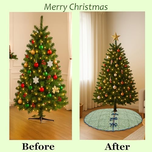 Ridhi Basil Green Hand Block Print Cotton Christmas Tree Skirt 60 Inch - Image 3
