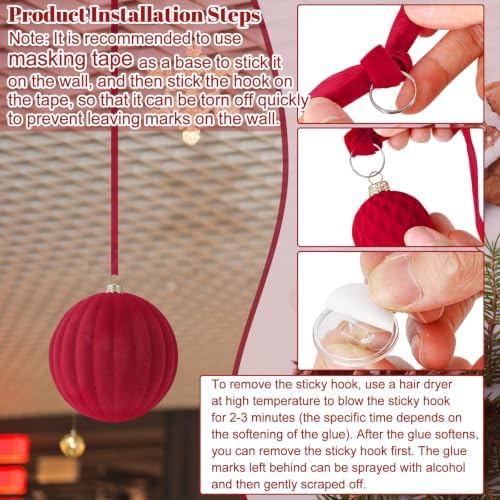 36 Pcs Christmas Balls Ornaments for Ceiling, Wine Red Velvet - Image 3