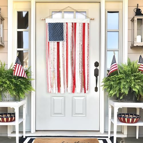 4th of July Decorations - Memorial Day Decor - 4 x 2.3 Ft Rag American Flag Banner for Home Party Supplies - Fourth of July Independence Day Accessories for 250th Anniversary Celebration Indoor Outdoor Decoration - Image 4
