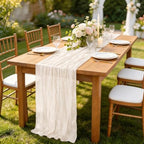 DeZerlor Ivory White Cheesecloth Table Runners 12 Pack Summer Boho Runners - Image 3