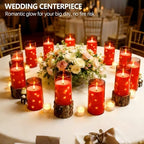 kakoya Flameless LED Candles with Timer 12 Pc Flickering Flameless Candles for Romantic Ambiance and Home Decoration Stable Acrylic Shell,with Embedded Star String，Battery Operated Candles(Red) - Image 2