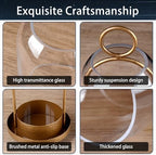 Metal Candle Holder,Hurricane Glass Candle Holders,Brass Base Dome Glass - Image 3