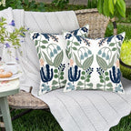 Alysheer Floral Embroidered Throw Pillow Cover 18"x 18" Set of 2 Blue Green - Image 3