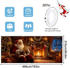 Cozy Christmas Santa Garage Door Banner Mural - Classic Santa Claus Reading Letter by Fireplace Backdrop - Large 7x16ft Winter Holiday Outdoor Wall Decor - DurableFabric Cover for Home Xmas Party - Image 2