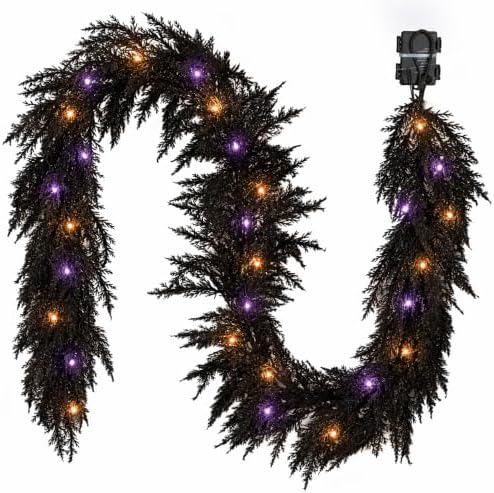 Valery Madelyn 6ft Artificial Norfolk Pine Halloween Garland for Mantle by ValeryMadelyn