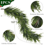 Artificial Christmas Norfolk Pine Garland for Stairs Decor (16 FT,1 PCS) - Image 5