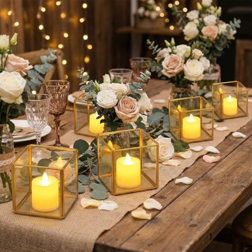 Sliner 6 Set Gold Votive Candle Holders Wedding Tables Centerpieces - Image 6